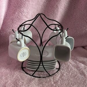 NWOT GIBSON ELITE TEA CUPS, SAUCERS & STAND SET